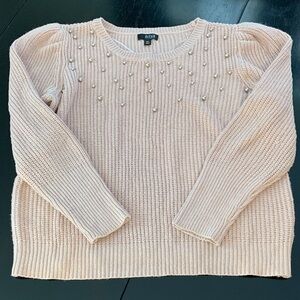 Anna cozy light pink Sweater with Silver Pearl bead Details